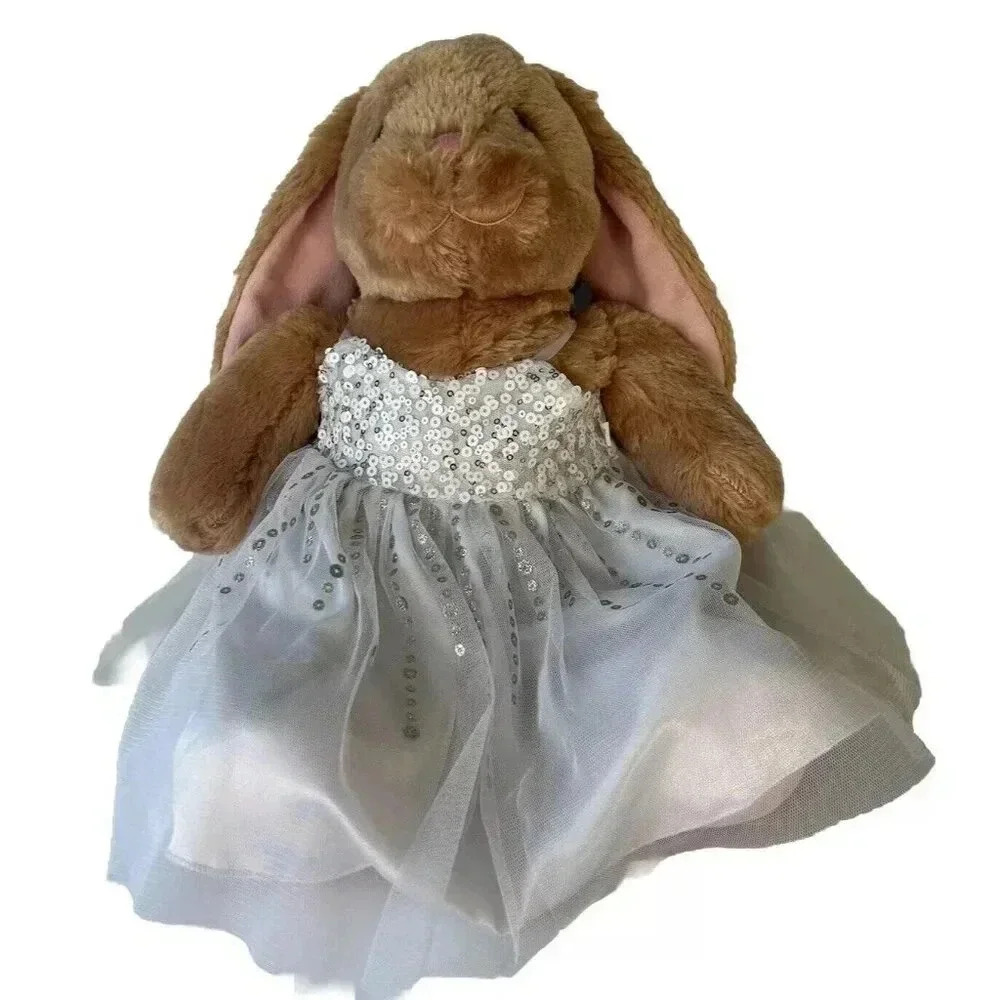 Build A Bear Workshop BAB Tan Bunny Rabbit 16"‎ Plush With White Dress